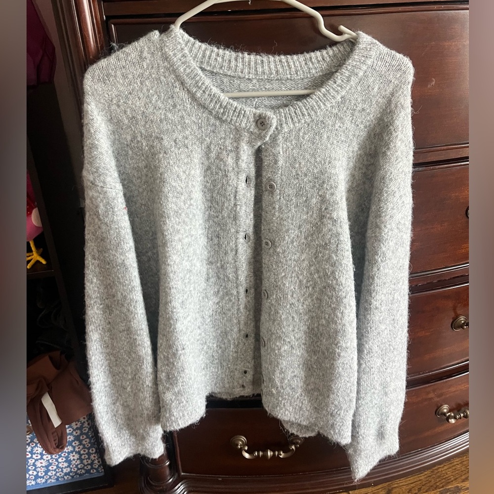 Daily Drills Heather Gray Button Up Sweater M/L
